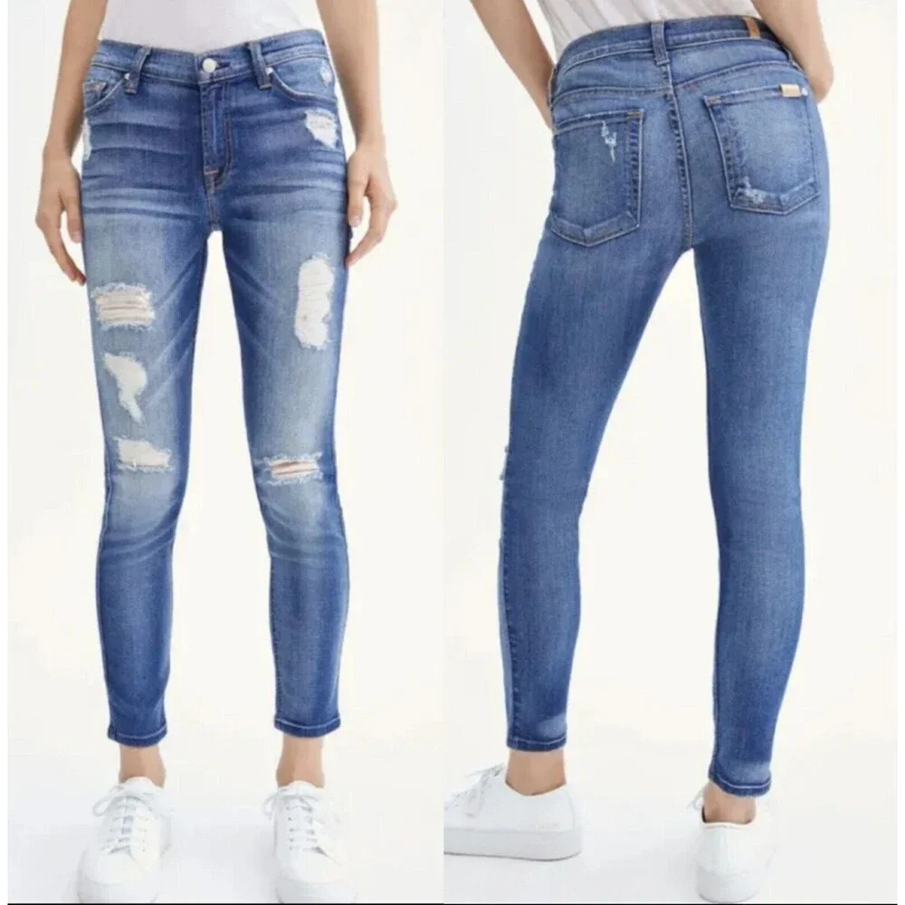 7 For All Mankind The Ankle Skinny Women's Distressed Jeans Size 24 - Picture 3 of 11